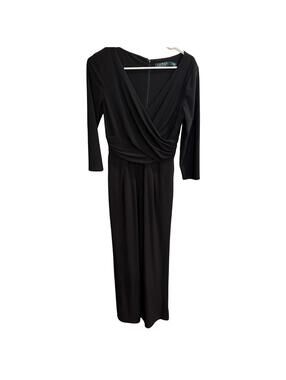 Ralph Lauren Black Jumpsuit Womens 6 Wide Leg Long Sleeve Cocktail 30 Inseam